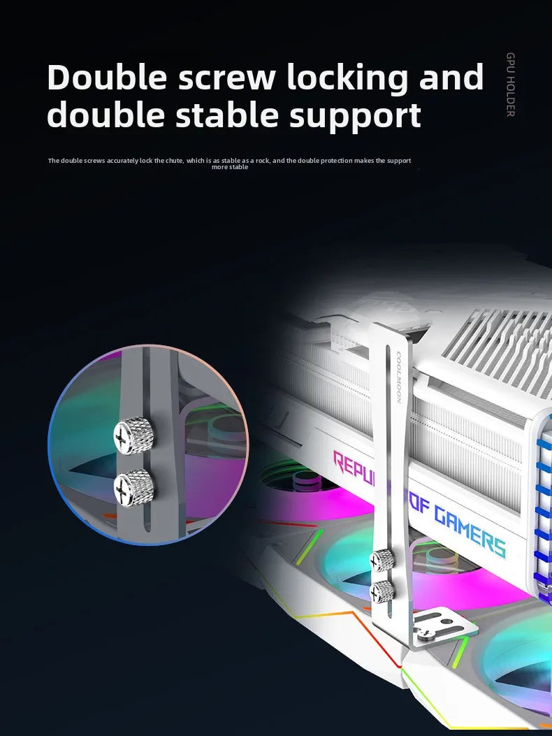 Aluminum GPU Brace Support for Vertical GPU in PC Case Universal Graphics Card Sag Bracket for Desktop Computer Gaming Build
