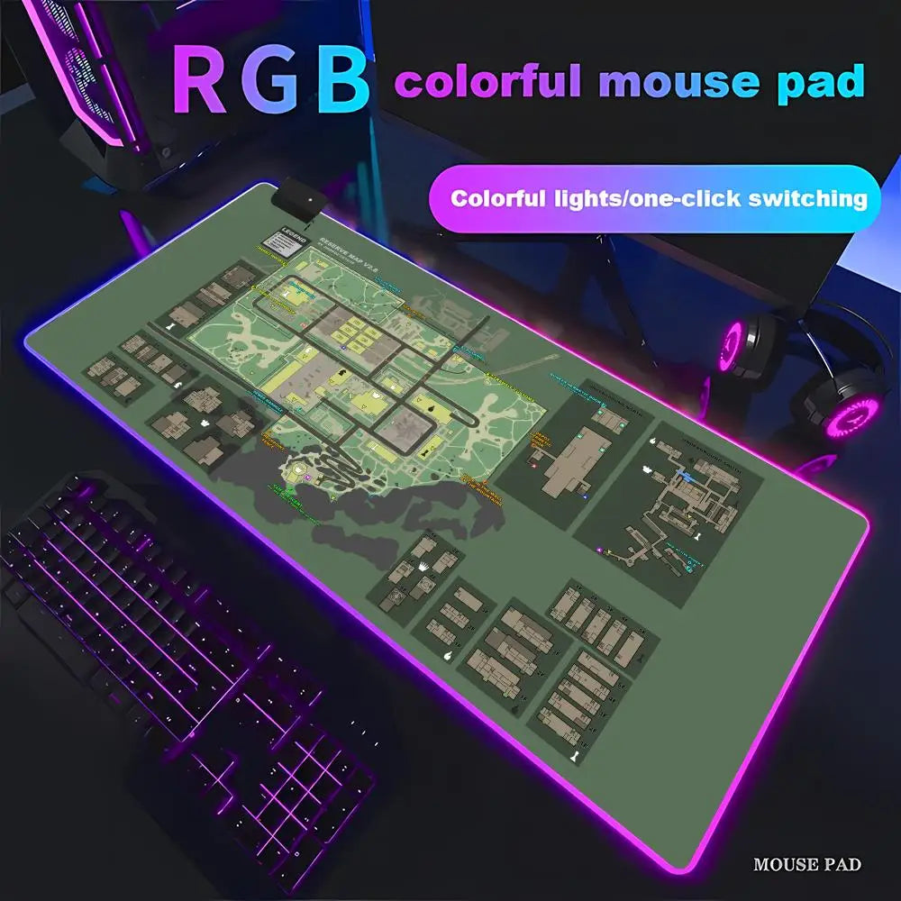 Escape from Tarkov Mouse Pad Animation Games Beautiful RGB Gaming Gamer Large LED Light XXL MousePads Computer Non-slip Decor