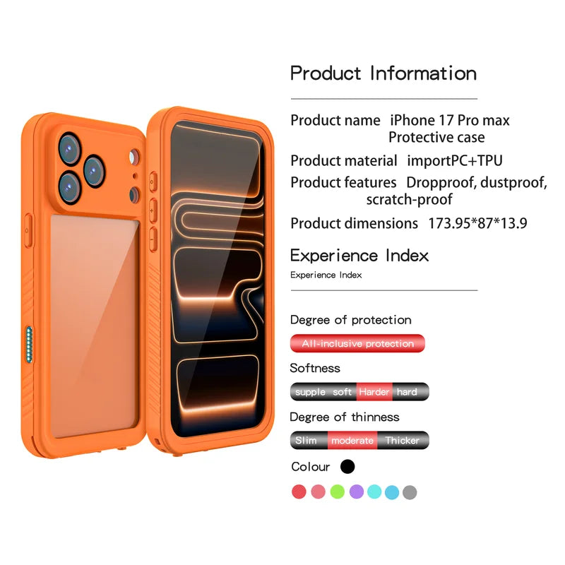 Shellbox IP68 Magnetic Waterproof Phone Case for Swimming & Diving - Compatible with iPhone 17/17AIR/17Pro/17Promax