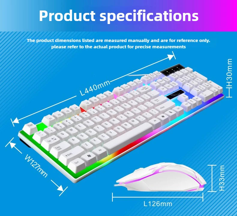 Gamer Keyboard And Mouse Combo Set RGB LED 104-Key Wired Gaming Keyboard Mouse Set for Notebook Laptop Desktop PC Tablet