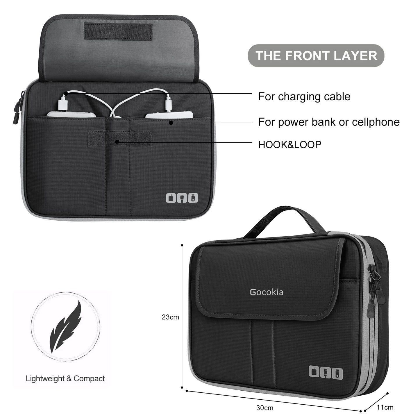 Double Layers Large Capacity Travel Electronic Accessories Organizer Bag, Travel Gadget Carry Case, Fit for iPad,iPhone,Cables
