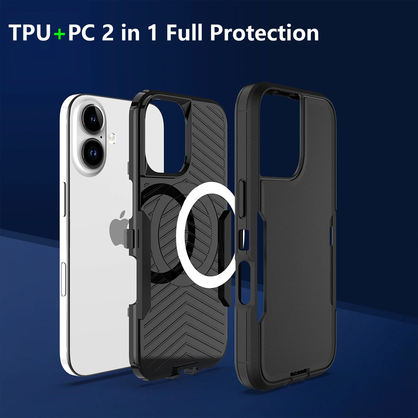 2 in 1 Heavy Duty Armor Shockproof Phone Case For iPhone 11 12 13 14 15 16 Plus 17 Pro Max Anti-Scratch Hard TPU Back Cover