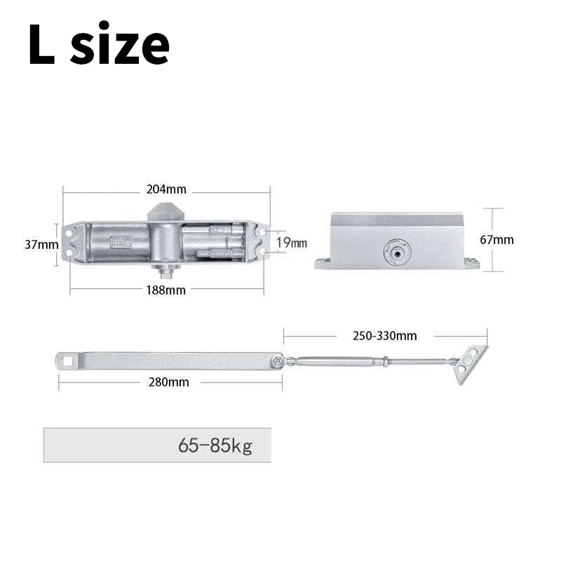 25-85KG Closing Automatic Door Closer Hydraulic Adjustable Speed Positioning Door Stop Protective Door Holder Hardware,1PCS