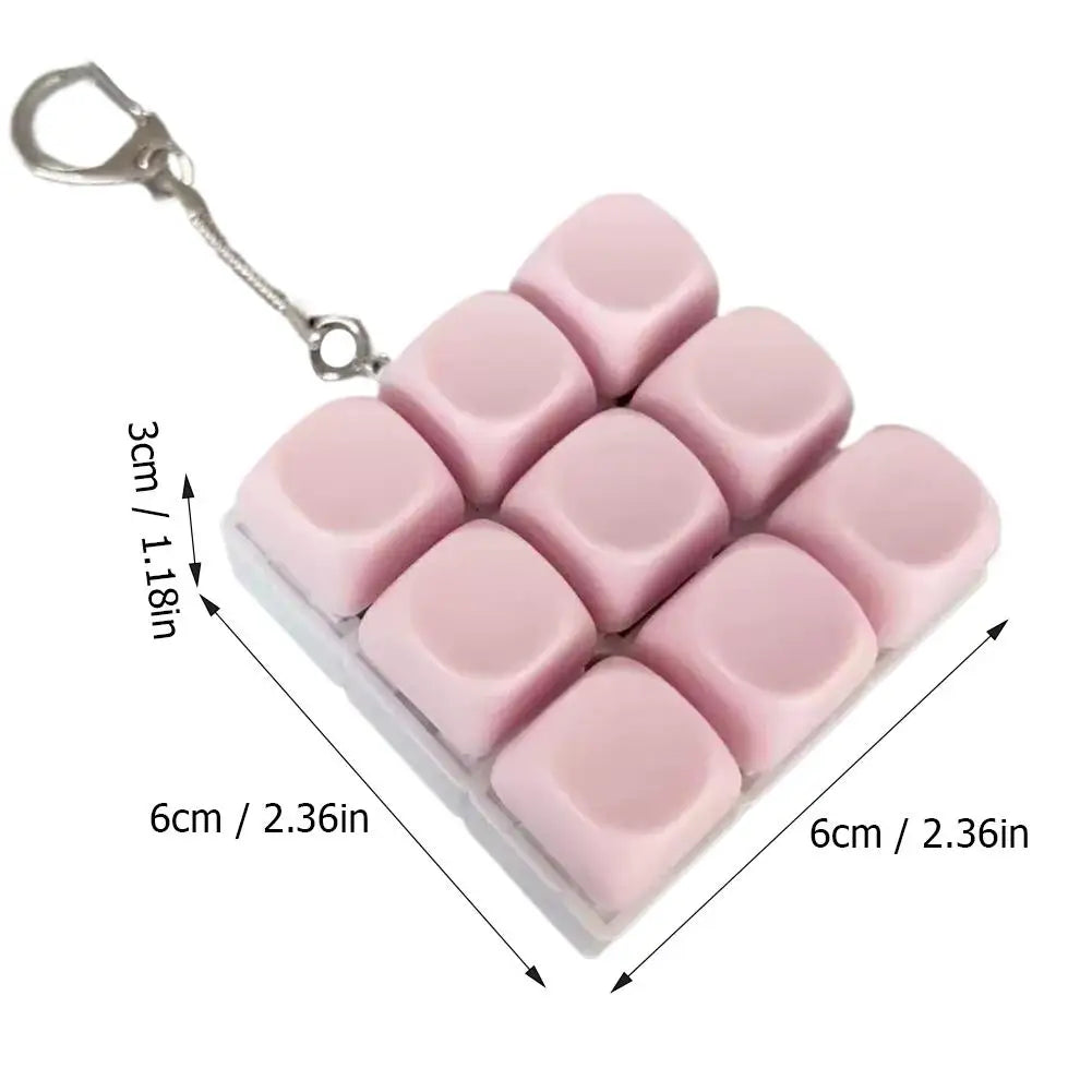 Mechanical Keyboard Fidget Keychain Toy Clicky Keycap Stress Relief 9 Keys Finger Button Squeeze Toy for Adults Gift