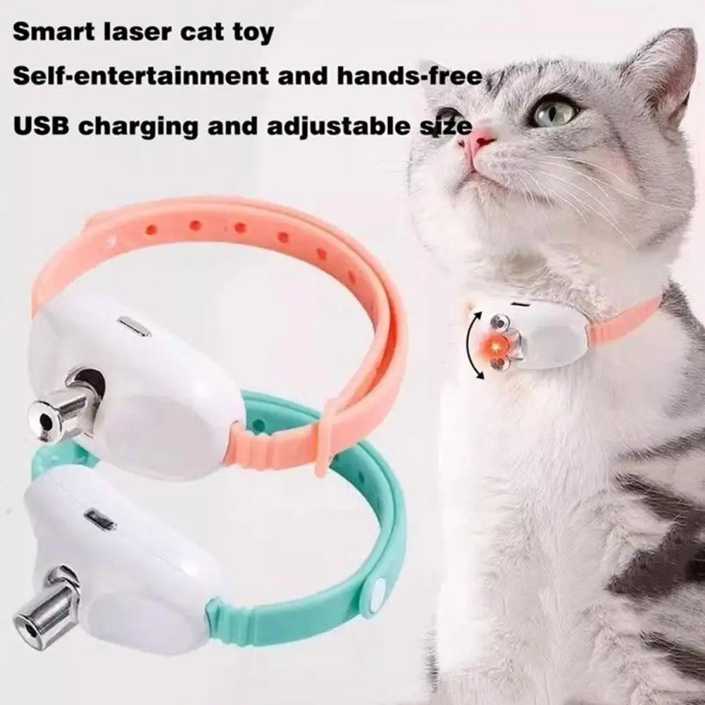 New Smart LED Laser Pet Collar Hands Free Automatic Laser Teaser Toy for Cats Dogs Interactive Pet Supplies