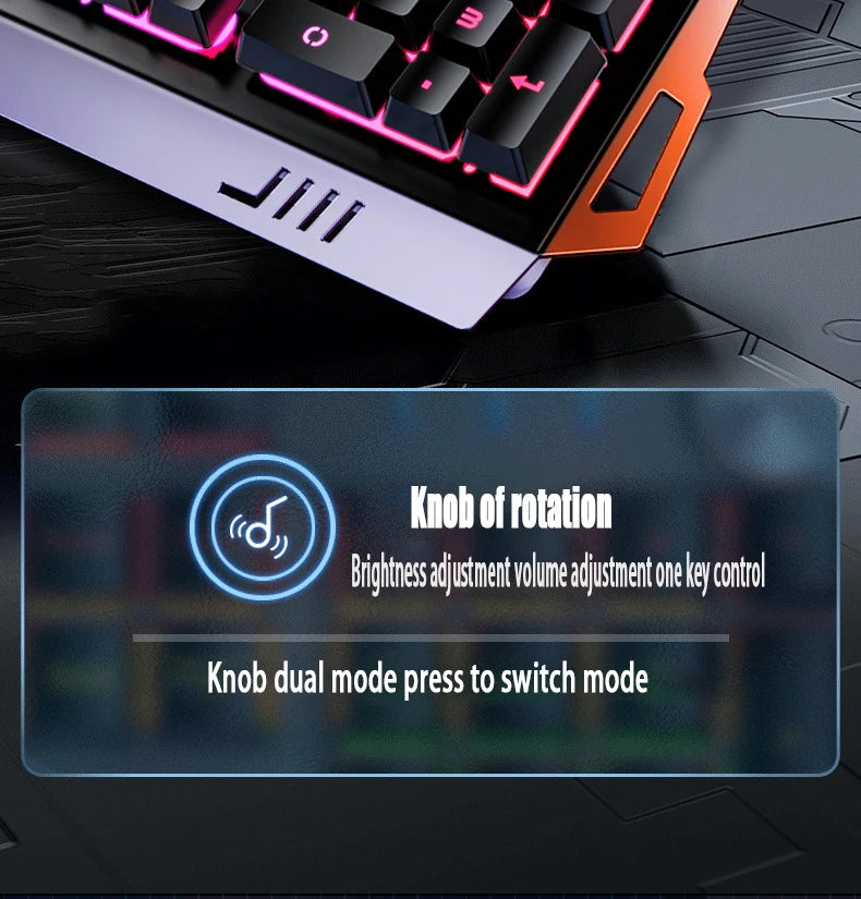 V2g5 Gaming Mechanical Handle Metal Keyboard Mouse Headset Usb Cable 3pieces/set for Esports Player Free Mousepad