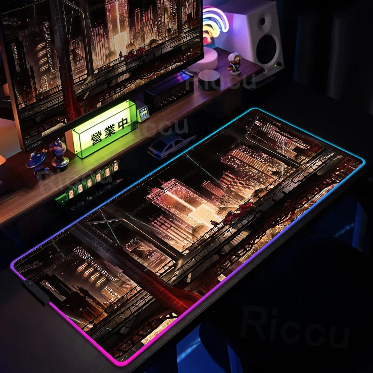 RGB Gaming Mouse Pad Anime AKIRA Keyboard Mousepad Large Computer LED Backlit Deskmat Xxl Gamer Decoracion Lock Edge Thicken Rug