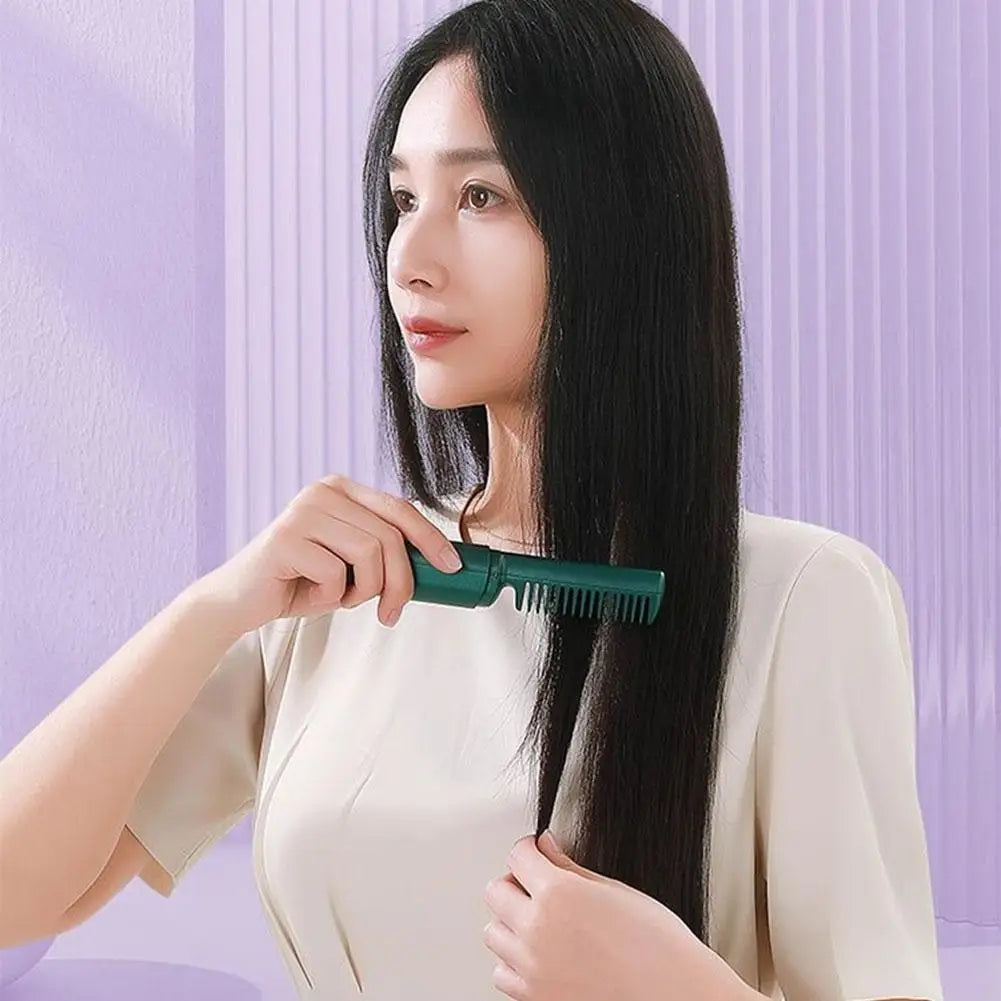 Cordless Hair Straightening Brush Negative Ion Fast Heating USB Charging Straight Curler Dual Use Home Travel Women Brush