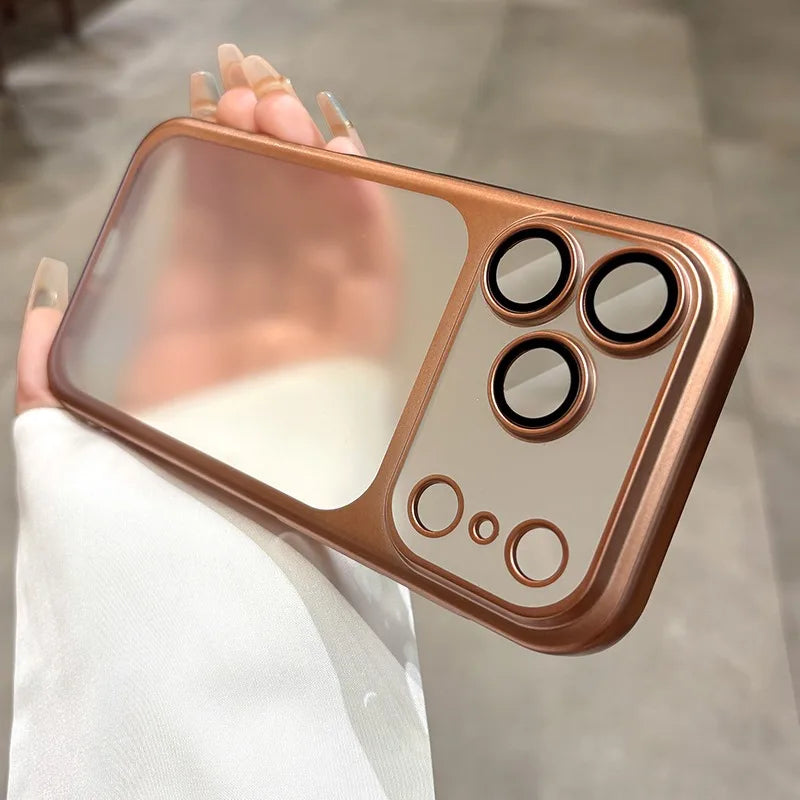 Luxury Matte Hard PC Ultra Slim Case for iPhone 17 Pro Max 16 15 14 13 Plating Camera Film Protector Frosted Shockproof Cover