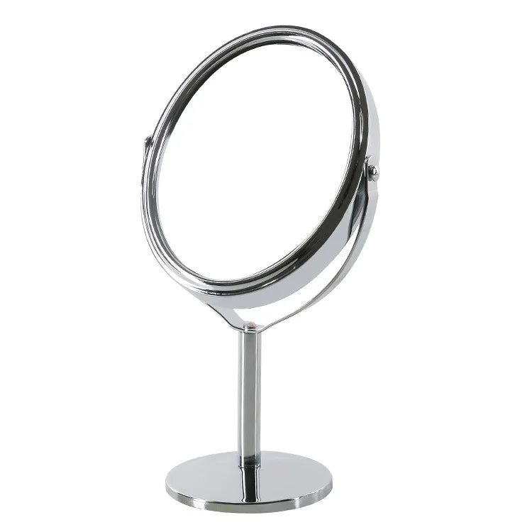 Household Makeup Mirror Circular Portable Double-sided Metal Frame 1:2 Enlarged Desktop 360 Degree Rotating Mirror