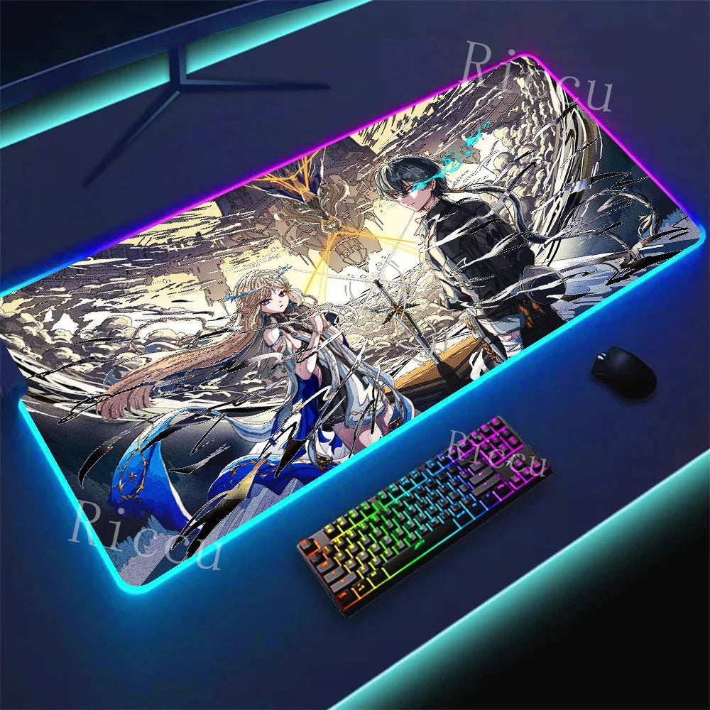 RGB HD Cartethyia Wuthering Waves MousePad Game Laptop Play Mat Extra Large Kawaii Non-slip MousePad Gaming Accessories E-Sports