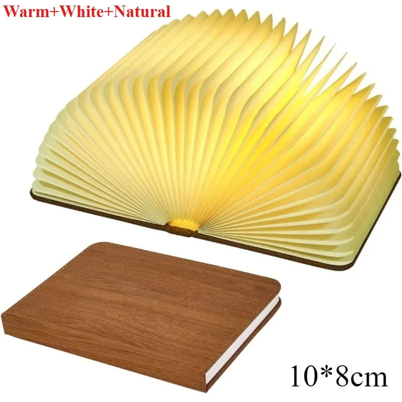 LED Wooden Book Lamp Creative 3D Book Light Folding LED Night Light USB Recharge Decor Bedroom Table Lamp for Kid Brithday Gifts