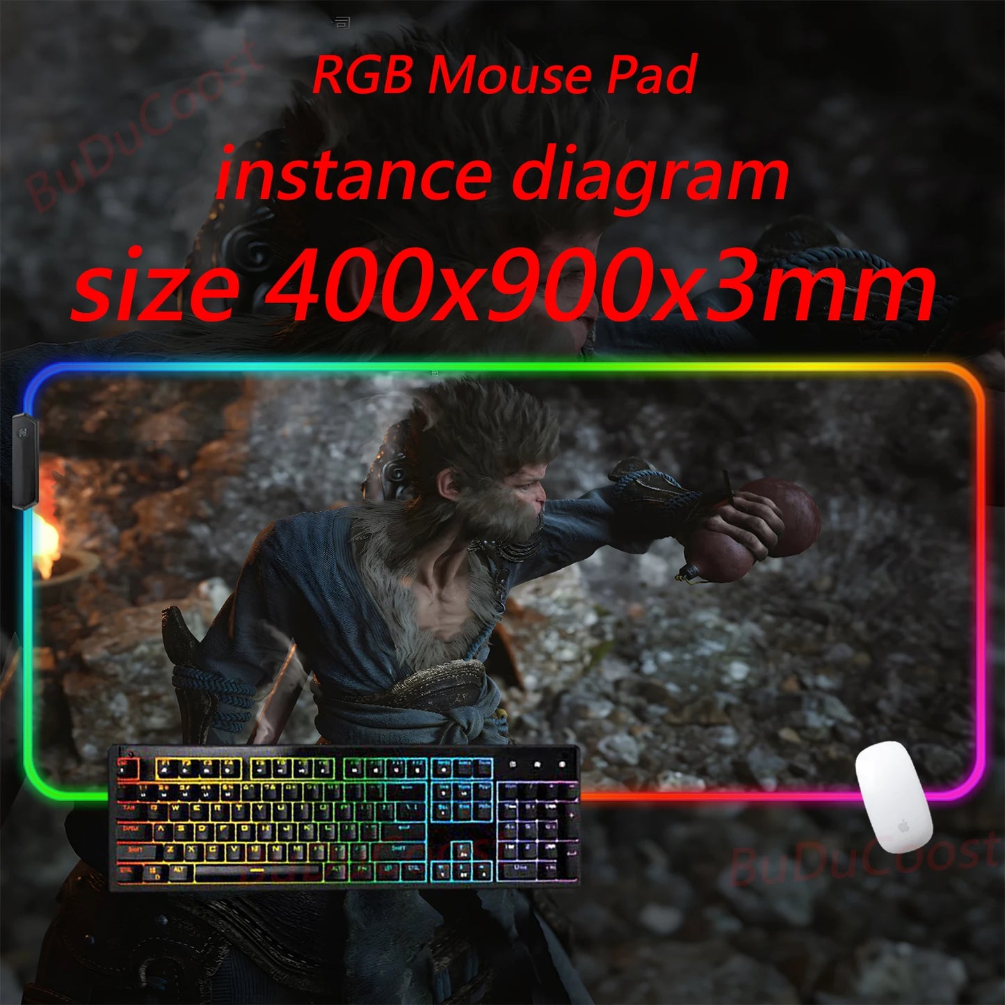 Black Myth  Wukong electronic sports PC Office HD Printing Desk Gaming RGB XXL Game Locking Edge Computer Luminescence Mouse Pad