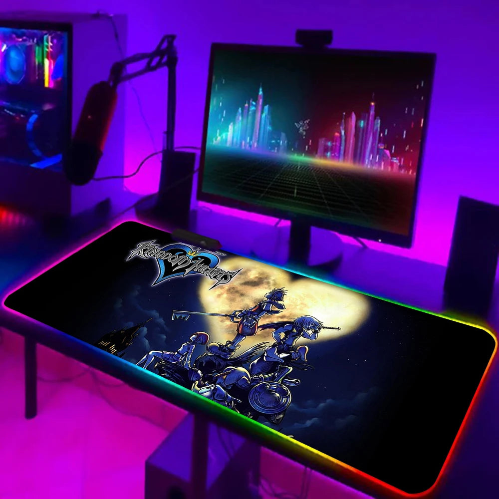 Games Kingdom Hearts RGB Pc Gamer Keyboard Mouse Pad Mousepad LED Glowing Mouse Mats Rubber Gaming Computer Mausepad