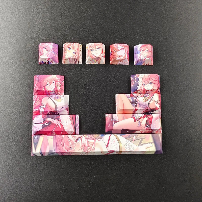 12Keys/Set Anime Character Design Custom Thermal Sublimation Cherry Profile Mechanical Keyboard Supplement Key Custom Keycap