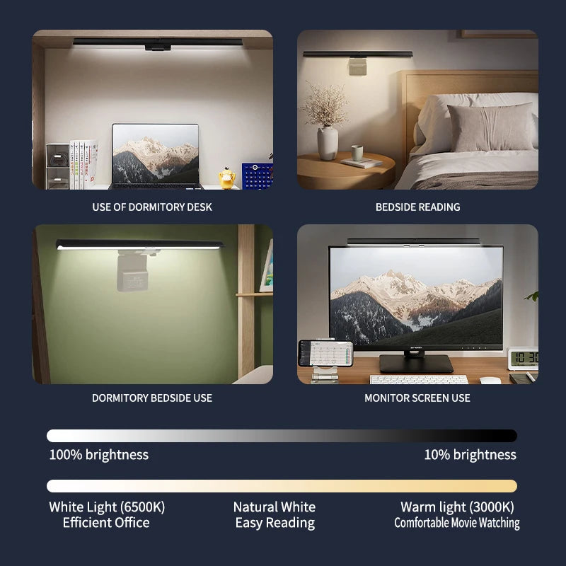 RGB 40CM Stepless Dimming Light Bar – Eye-Caring Hanging Screen Strip for Laptop Gaming Work