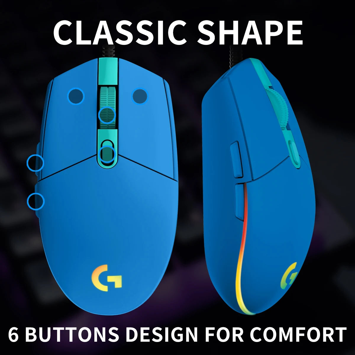 Official Logitech G203 Mouse for Gaming, Lightsync RGB with 3 Zones, 25G Acceleration, 200 IPS Tracking Speed