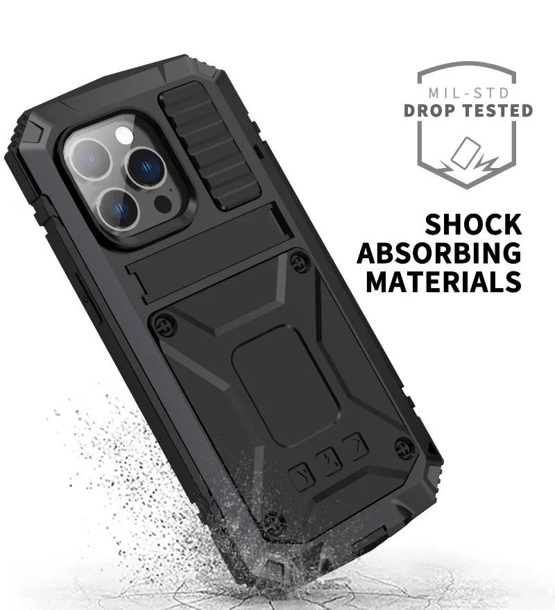Luxury Rugged Armor 360 Full Phone Case For iPhone 16 15 14 Pro Max Plus 13 12 11 Metal Aluminum Shockproof Cover