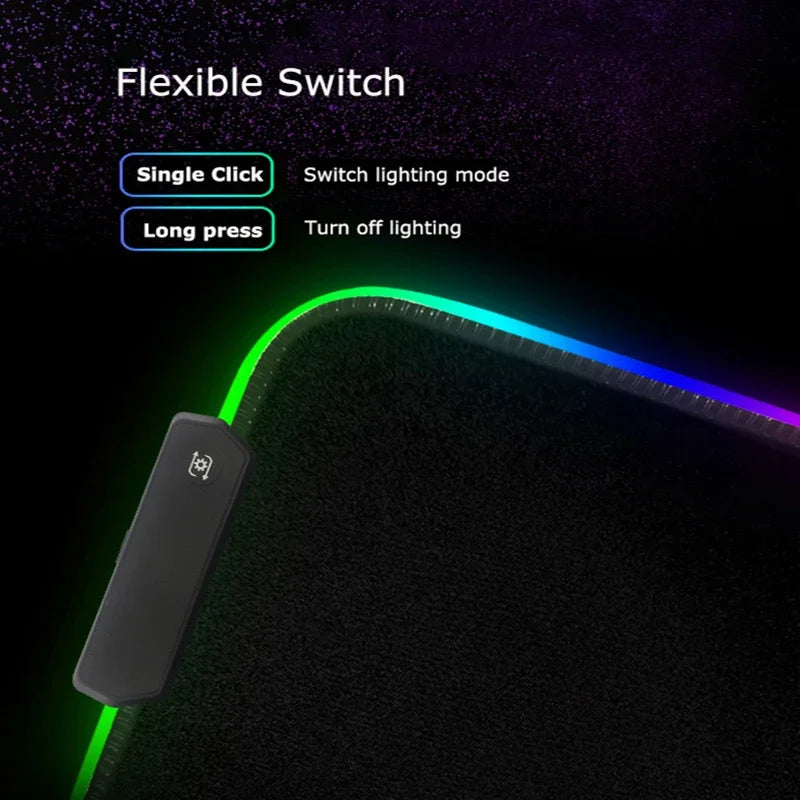 RGB Pc Gamer S-Star Treks Keyboard Expansion Mouse Pad LED Glowing Mat Rubber Backlight Gaming Computer Laptop Home Office Setup