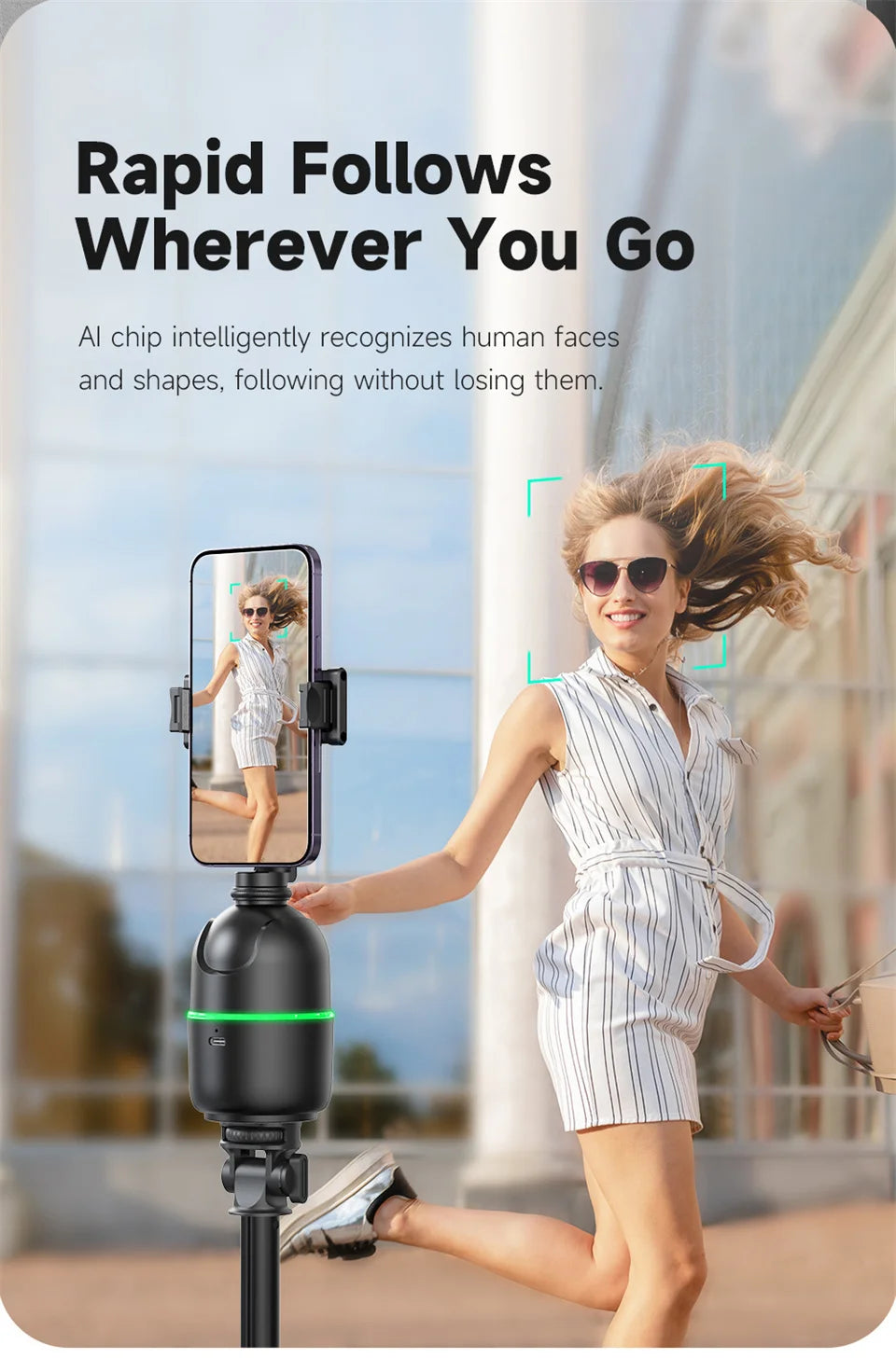 FANGTUOSI AI Smart Gimbal 360° Selfie Stick Auto Face Tracking Gimbal Rotation For Smartphone video Vlog Stabilizer Phone Holder