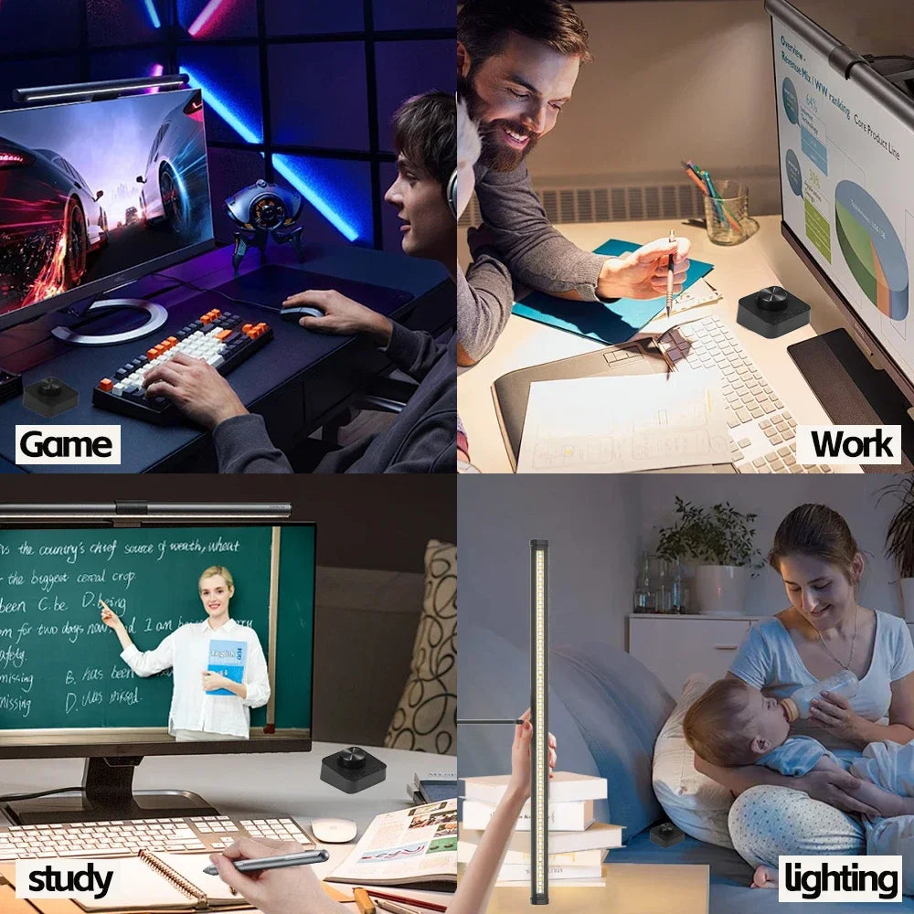 RGB Monitor Light Bar LED PC Screen Hanging Light Atmosphere Night Backlight Dimming Table Lamp For Study/Work/Game Lighting