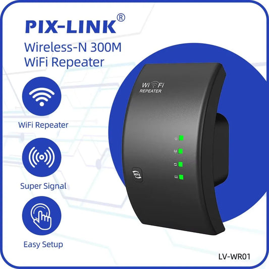 PIX-LINK Wireless WiFi Repeater Wifi Extender Ultraboost Wifi Amplifier Long Range Repiter 300M Wi-Fi Booster Wifi Repeater