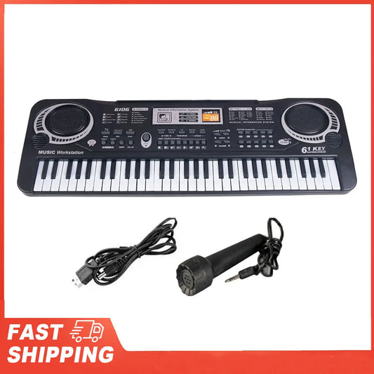 Black Electronic Keyboard 61 Keys Black Digital Music Electronic Keyboard Electric Piano Kids Musical Instrument