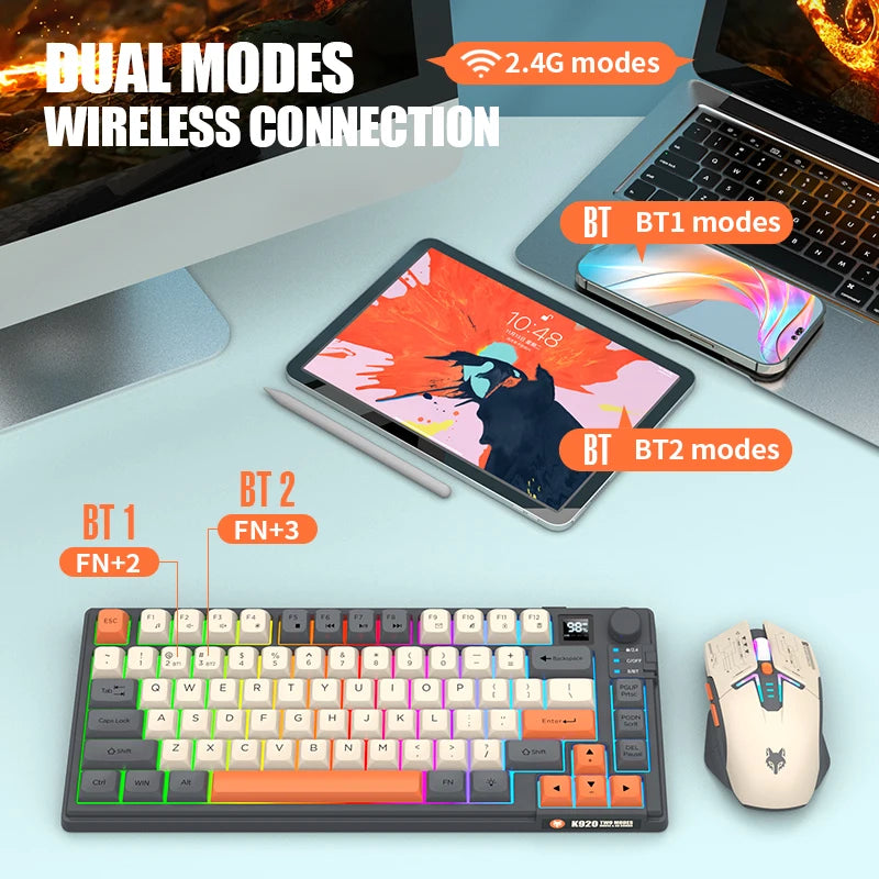 XUNFOX K920Wireless dual-mode Bluetooth keyboard and mouse set game office laptop universal keyboard and mouse