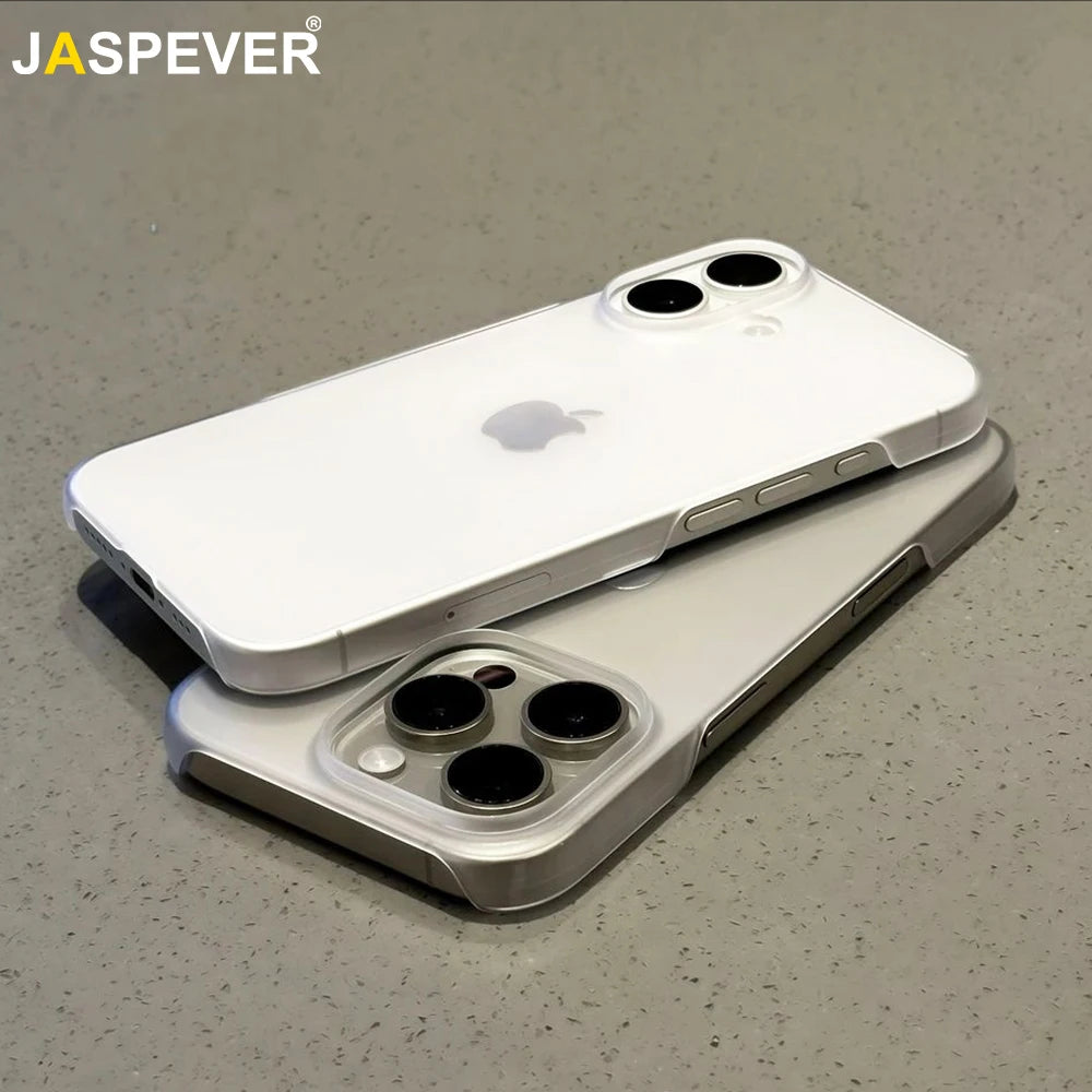 Half-Pack Case For iPhone 17 Air 16e 16 15 14 13 Pro Max Plus Mini Transparent Matte Back Cover Bezel-Less Shell Ultra Thin Slim