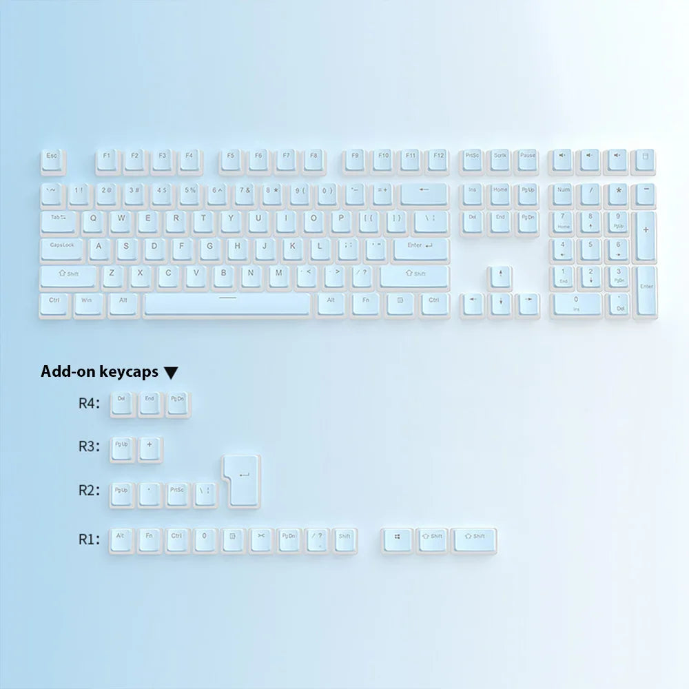 130 Keys Pudding Keycaps For 61 68 84 87 96 98 100 104 108 Key RGB Mechanical Keyboard PBT Double Shot Mteria keyboard keycaps