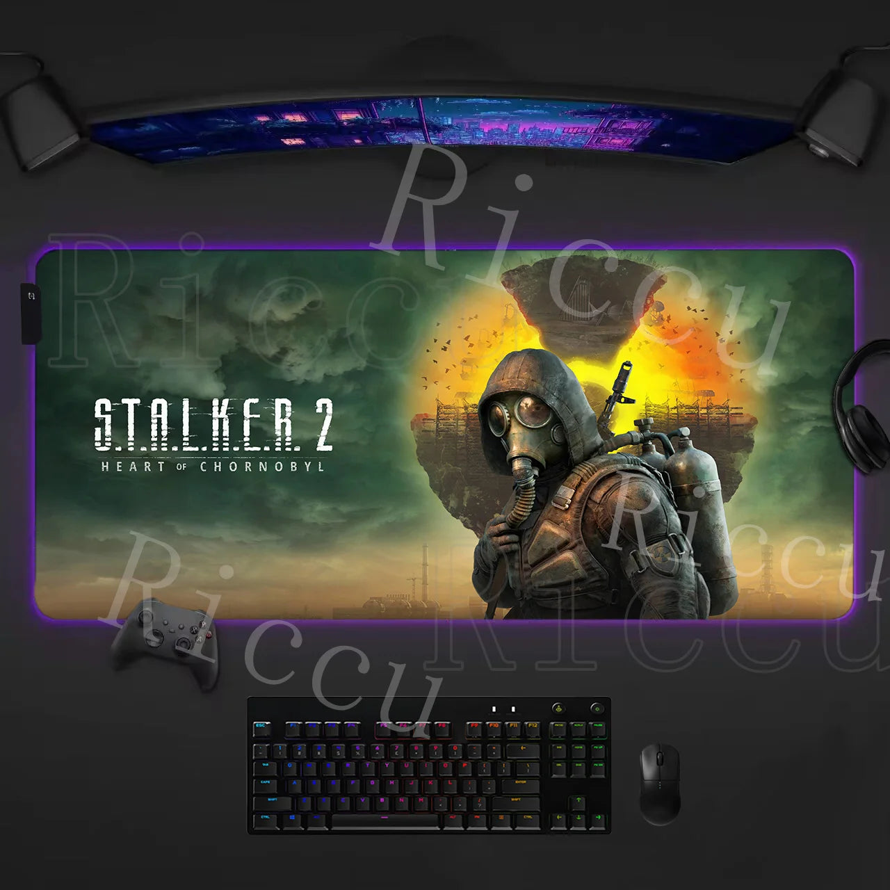 RGB LED PC accessories 400x900mm Stalker 2 Large Gaming Mouse Pad Computer Laptop HD Rupper Expand Desk Mats Gamer XXL Desk Ma