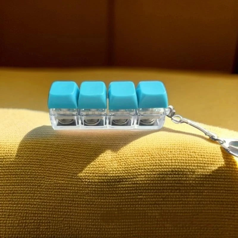 4-Key Mechanical Keyboard Keychain - Clicky Fidget Toy for Stress Relief, No Lights〔YY33〕
