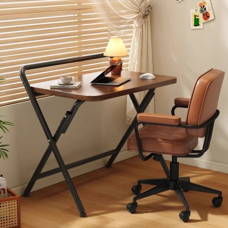 Foldable Computer Study Desk, Student Home Writing Desk, Small Apartment Simple Office Table,  Double-Layer  Functional Desk