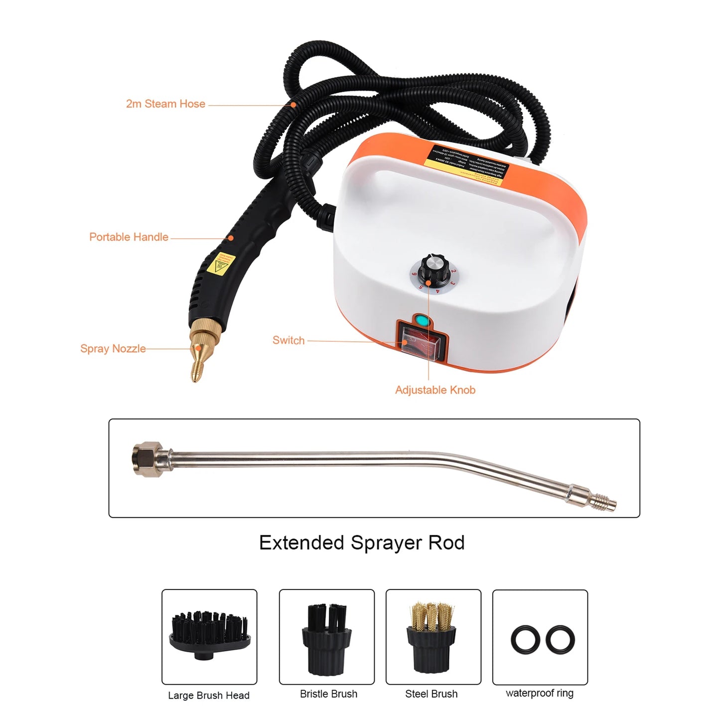 Portable Steam Cleaner 1500W High Temperature High Pressure Mobile Cleaning Machine Steam Cleaner 3.5Bar Handheld Steam Cleaner