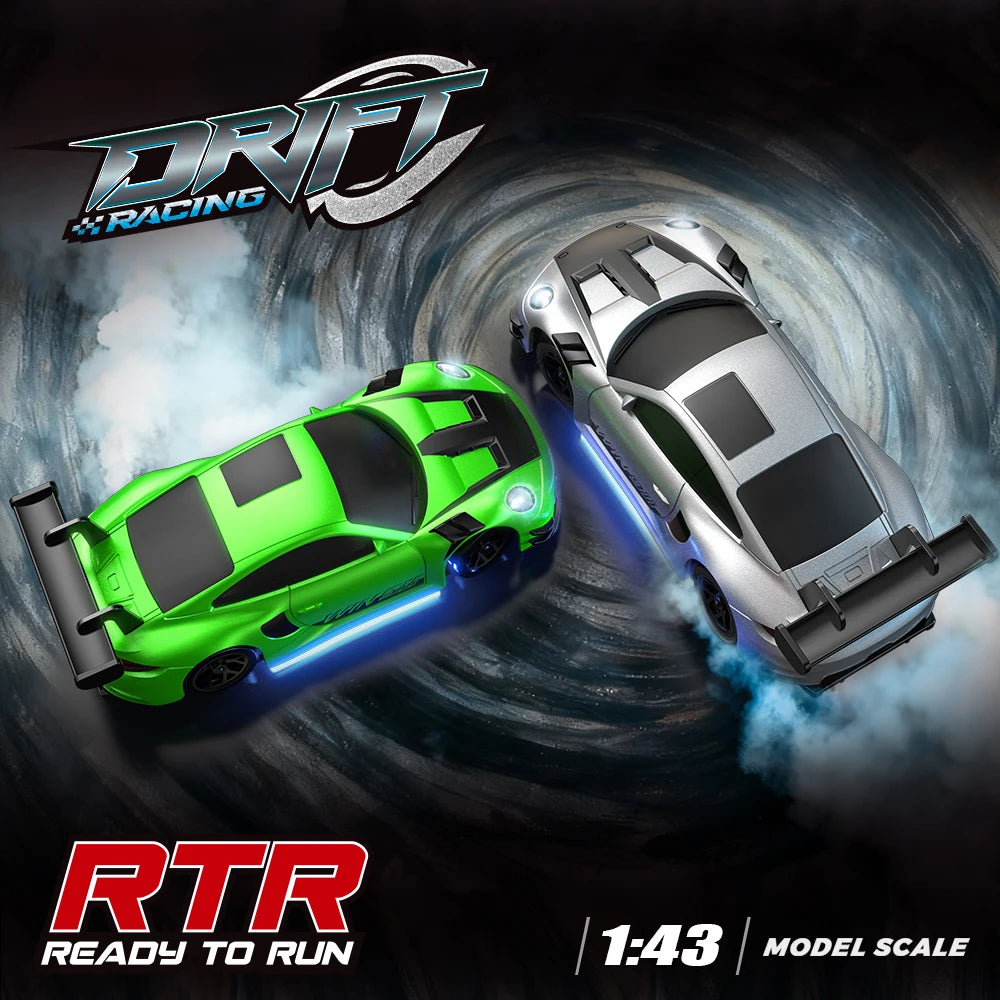 1/43 HB-RP43 RC Drift Car with DIY White Body Shell & Extra Tires 2.4G 4WD ESP Gyro Stabilization Full Proportional Control Car