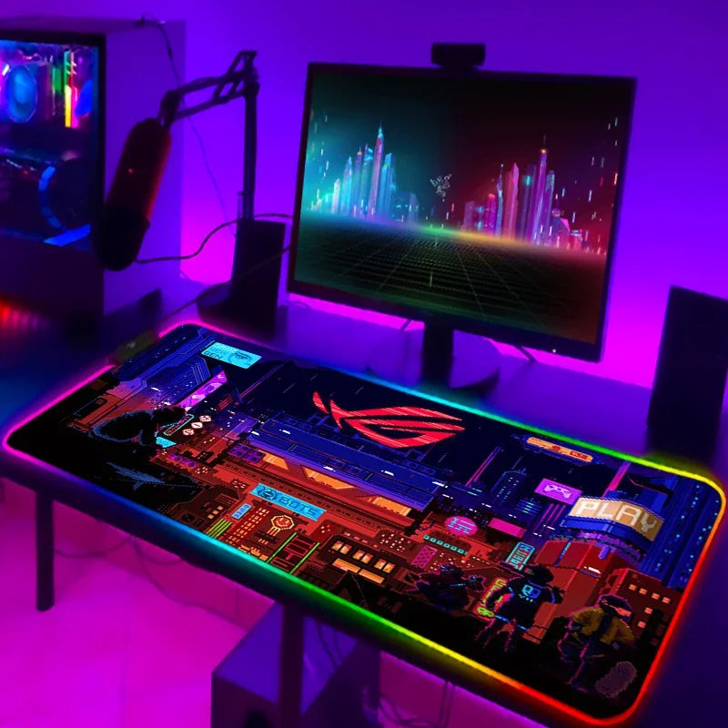 RGB Mousepad Cool ROG Mouse Pad Gamer Keyboard Mat LED Computer Mausepad Keyboards Accessories Gaming Desk Mat Mouse Carpet Xxl