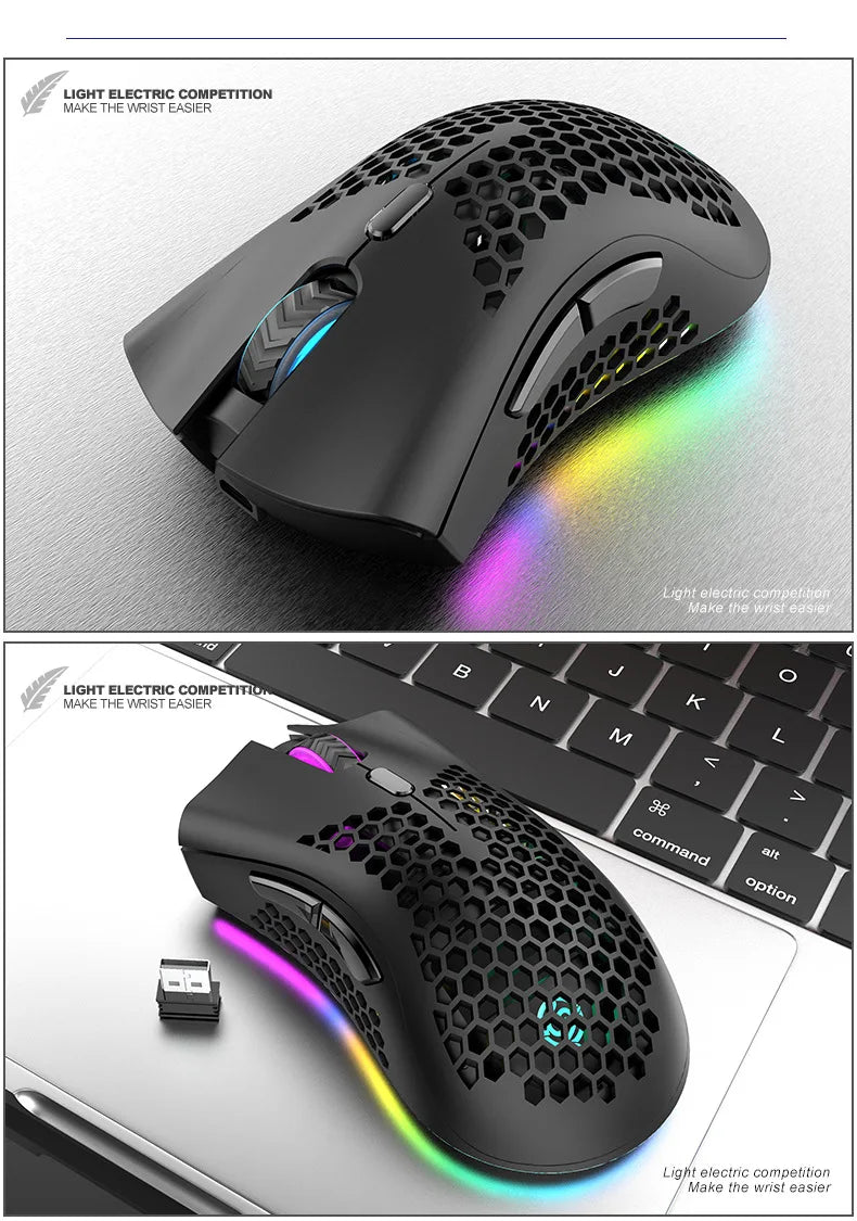 BM600 Rechargeable USB 2.4G Wireless RGB Light Honeycomb Gaming Mouse Desktop PC Computers Notebook Laptop Mice Mause Gamer Cute