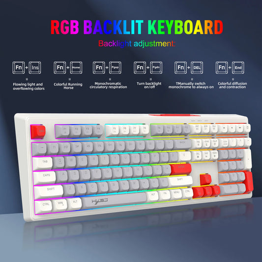 RGB Backlight Gaming Keyboard 108 Keys Adjustable USB Wired Keyboard for Windows Computer Laptops Desktop Dropshipping Wholesale