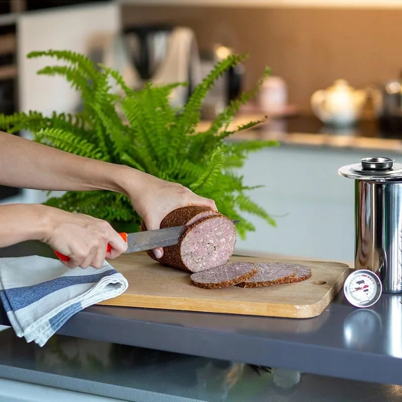 Ham Maker Stainless Steel Meat Press Cooker Large Capacity Ham Press Maker Round Shape Deli Meat Press Mold with Thermometer