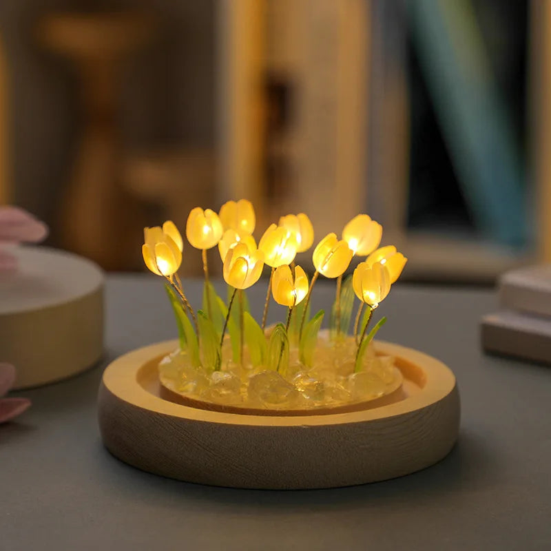 Gift Mini Tulip Night Light Crystal Glass Ball Lights Bedroom Ornaments Home Wedding Party Decoration Birthday Valentine's Day
