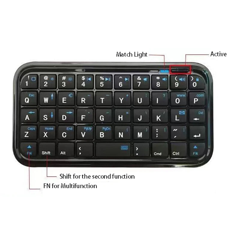 Portable Keyboard with Bluetooth Wireless Keyboard for SmartPhone Tablet Computer PC Laptop Notebook Mini Rechargeable Keyboard