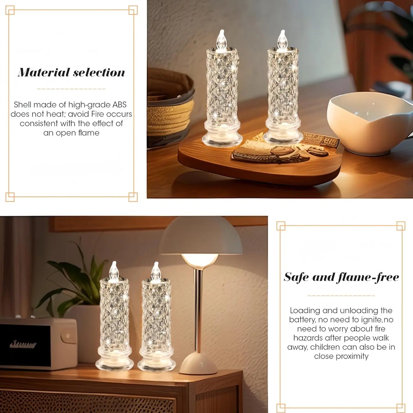 1/2PCS LED Flameless Candles Rose Crystal LED Candle Light for Valentine's Day Bedroom Wedding Christmas Home Decorations Crafts