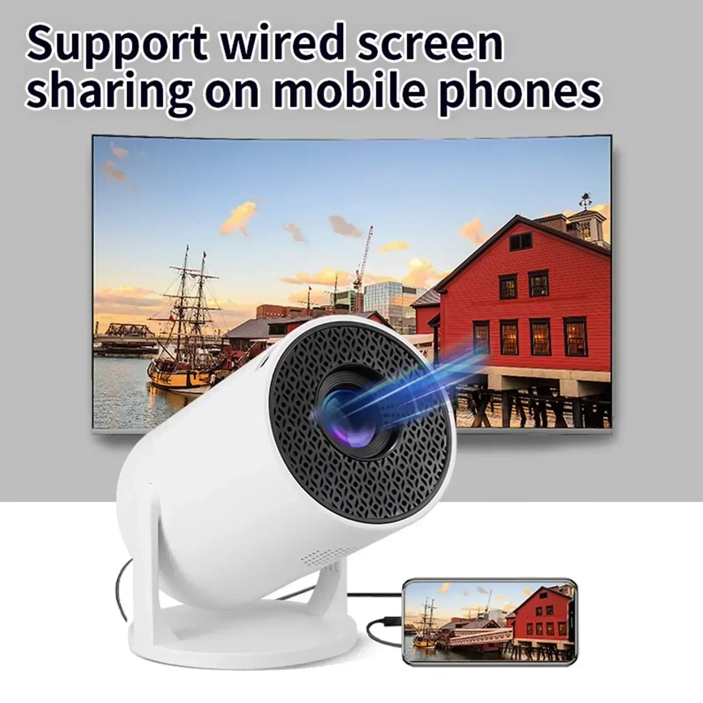 Portable Projector 4K Ultra HD 2025 MINI HY300 300ANSI Brightness Android 11 BT54 Electronic Focus Built in Speaker Home Theater