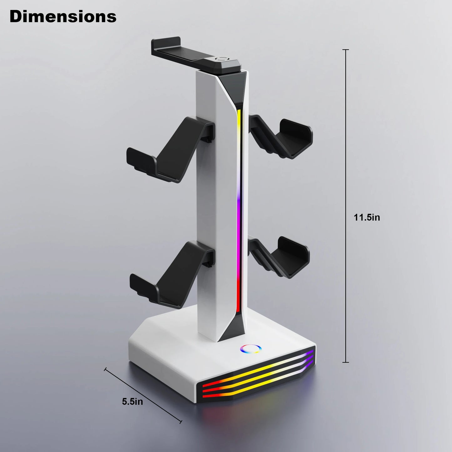 RGB Game Controller Holder Rack with 7 Light Modes, Headphone Stand 2 USB Charging and 1 Type-C for PS5/PS4/Xbox/Switch Pro