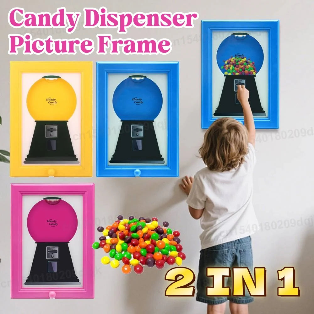 2-in-1 Candy Dispenser Picture Hanging Candy Frame Gumball Machine In A Frame Handy Fast Distribution Candies Nuts Christmas Gif
