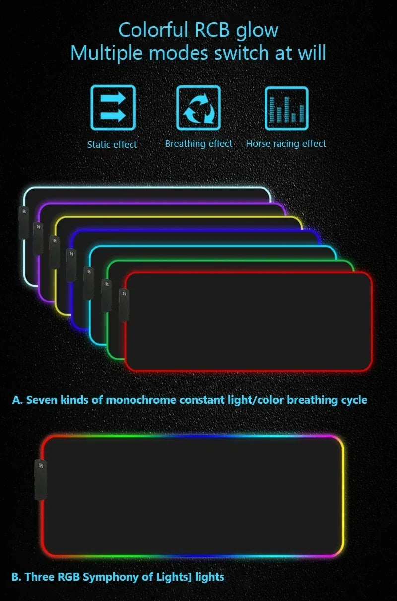 RGB Mousepad Hot Game Clair Obscur Expedition 33 Mouse Pad LED Luminescence Keyboard Deskmat Large Gamer Mice Rug With Backlight