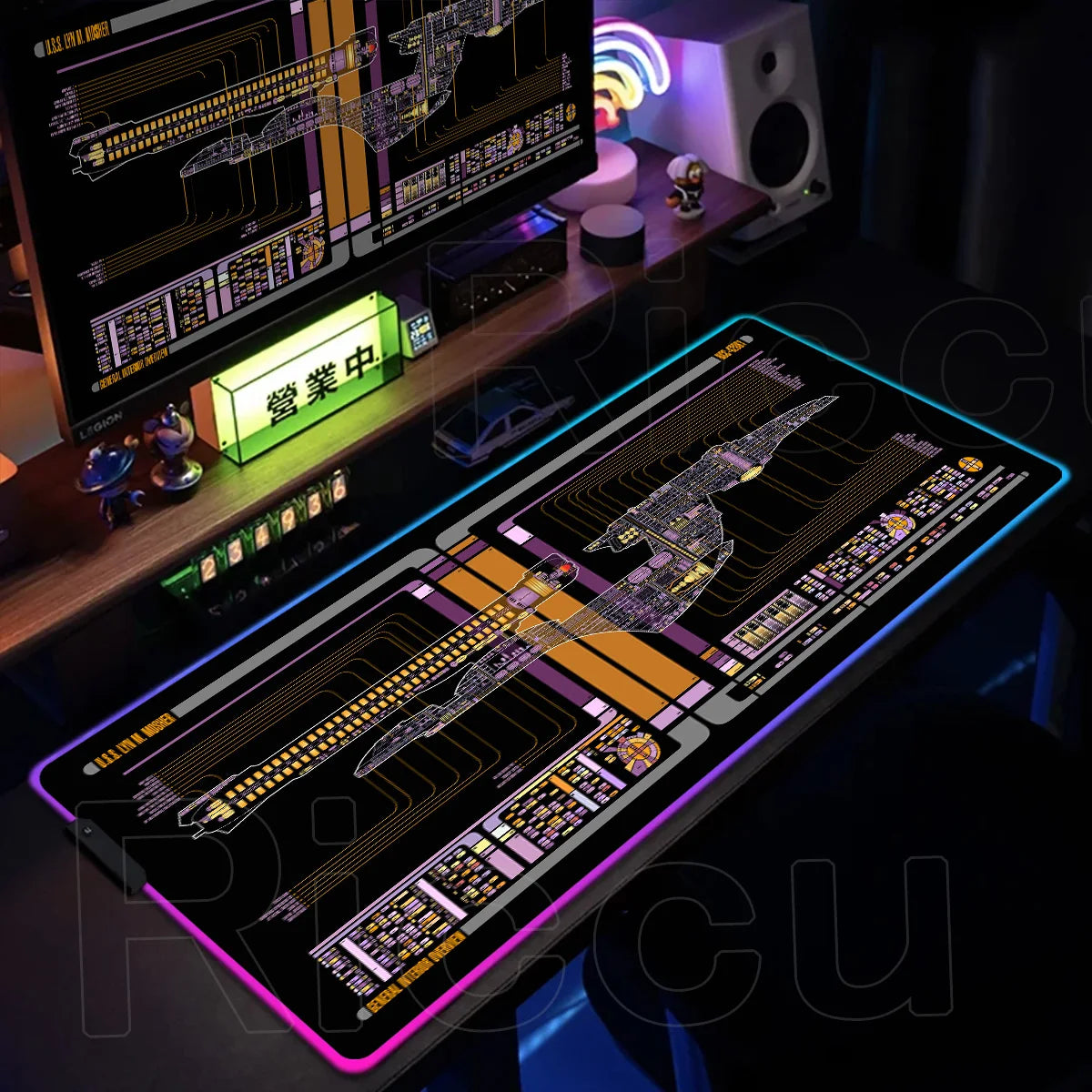 RGB Pc Gamer S-Star Treks Keyboard Expansion Mouse Pad LED Glowing Mat Rubber Backlight Gaming Computer Laptop Home Office Setup