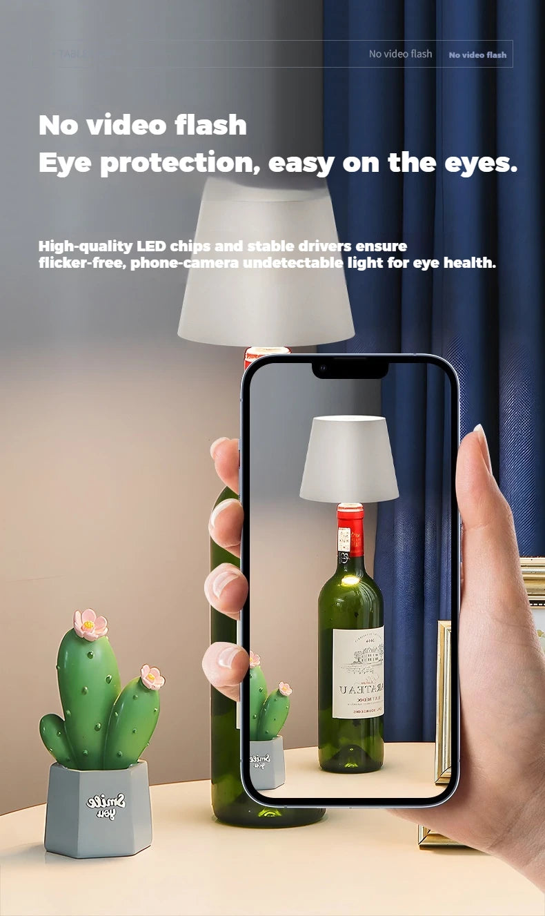 LED Bottle Lamp Creative Headlight Embedded Portable Rechargeable RGB Dimmable for Bar Restaurant Camping Decor
