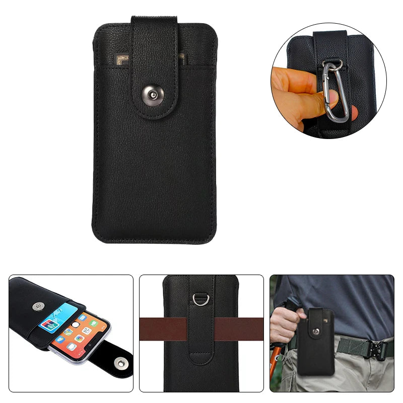 Cell Phone Case For iphone  17 16 16E 15 14 13 12 Pro Max Universal Holster Belt Phone Case Leather Phone Pouch Waist Bag