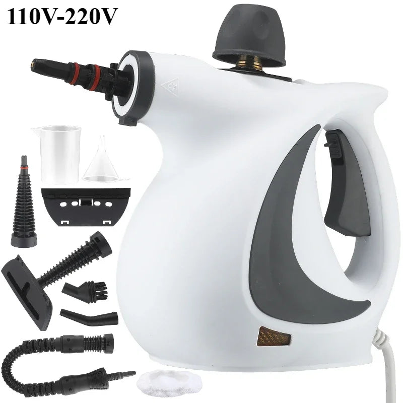 1050W Handheld Steam Cleaner High Temperature Pressurized with 9Pc Accessory Kitchen Range Hood Disinfection & Cleaning Steamer